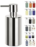 Spirella Seifenspender Tube | mit Pumpe | Flüssigseifen-Spender | Porzellan | 300ml | Langliebig und Robust | Silber | 7,0 x 7,0 x 16,0 cm, Unique