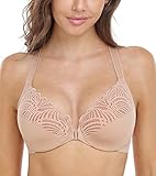 DotVol Damen BH Vollschalen Ungepolster Bügel BH Floraler Spitze BH Soft Cup Große Größen(Beige,95C)