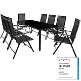 Casaria® Gartenmöbel Set 8 Stühle mit Tisch 190x90cm Aluminium Sicherheitsglas Wetterfest Klappbar Modern Terrasse Balkon Möbel Sitzgruppe Garnitur Bern