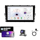 Android 14 Autoradio für VW 2017–2019 | 9-Zoll-kapazitiver Touchscreen | CarPlay/Android Auto | Integrierte GPS-Navigation | 8-Core 4G LTE & WLAN | Plug & Play | Lenkradfernbedienung(T4 8 Core 4G+WiFi