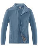 33,000ft Damen Fleecejacke mit Durchgehendem Reißverschluss Stehkragen Damen Leichte Fleece Jacke Antistatische Outdoor Damenjacke für Wandern und Freizeit, Graublau M