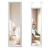 Trintion Ganzkörperspiegel, 110x33cm Wandspiegel Türspiegel Mit 2 Haken Höhenverstellbar, Spiegel Groß Aus Bruchsicherem Glas Für Eingänge Und Schlafzimmer (Silber)
