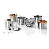 chg 3405-00 Dessert- Speiseringset, 8-tlg., hochwertiger Edelstahl-rostfrei in Profiqualität (6 Dessertringe d = 7,5 cm, Höhe: 5,5 cm 1 Stamper 1 Heber), Silber