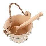 SHINEOFI Saunaeimer aus Holz mit Plastik innenbehälter und Passender Holzkelle Traditioneller Sauna holzeimer für Dampfbad und Spa Vielseitig für Saunaräume und Entspannung