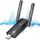 KiWiBiRD WLAN Stick für PC WLAN Adapter, WiFi Adapter AC1300 Mbps, USB WiFi Dongle Dual Band 5GHz 2.4G Empfänger mit 5dBi Antenne, Kompatibel mit Computer Desktop PC Laptop Windows 11/10