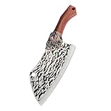 TJ POP Hackmesser Chinesisches Kochmesser Professionelles Rostfrei Chinesisches Kochmesser Edelstahl Fleischmesser Extrem Scharf für Küche & Restaurant