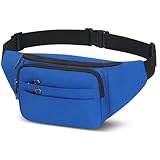 Bauchtasche Damen und Herren, Stylisch Gürteltasche mit 6 Reißverschluss Fächer, wasserdichte Hüfttaschen für Reise Sport & alle Outdoor Aktivitäten (Blau)