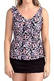 PERONA Zweiteiliger Badeanzug für Damen, lockere Passform, fließendes Tankini-Top, Bademode mit Unterteil, Blüte: 9, 16