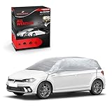 WALSER Abdeckplane All Weather Basic, Wasserdicht, 100% Wetterfeste Autoabdeckung, Outdoor Halbgarage, Größe M Silber