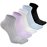 Zehensocken Damen Fünf Finger Socken: Damen Baumwolle Socken mit Zehen für Sport Laufende Freizeit 5 Paare
