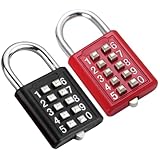 LALADEFIEE Zahlenschloss 2 Stück 10 Stelliges Metall Vorhängeschloss zur Sicherung von Werkzeugkisten und Schuppen in Werkstätten