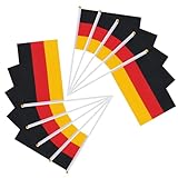 ADMAY Deutschland Flagge Klein für EM Deko, 14x21 cm German Handgehaltene Fahne mit Stab, Polyester Deutschlandfahne, Deutschland Handgehaltene Flagge für Fußball Fans