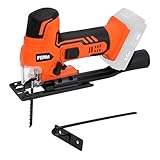 FERM JSM1040 Akku-Stichsäge 20V – Kabellose Pendelhub-Stichsäge mit 4 Stufen, variabler Hubzahl, Staubblasfunktion & Staubsaugeranschluss – Exkl. Akku & Ladegerät