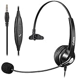 Callez 3,5mm Klinke Headset Handy mit Mikrofon Noise Cancelling, PC Kopfhörer für FritzFon C6 X6 iPhone Samsung Laptop Home Office Teams Zoom Konferenzen, Lautstärkeregler, Komfort Fit