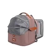 Katzen Rucksack Hunderucksack für Große Katzen Hunde bis 12kg, Erweiterbar Faltbare Haustier Rucksack mit Innerer Sicherheitsleine und Haustiermatte (Rosa)