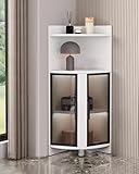 Eckvitrine mit LED-Leuchten – freistehendes Curio-Regal für Schlafzimmer oder Büro, modernes Glasdesign