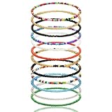 Aucuu Fußkettchen für Damen, 12 Stück Boho Handgemachte Bunte Perlen Fusskette, Verstellbare Fußkettchen Elastische, Mehrschichtige Fußkettchen, Fußschmuck für Frauen und Mädchen für Sommer Strand