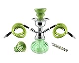 Budawi® Shisha klein 2 Schlauch 25cm in grün inkl. Kohlenzange Mini-Shisha
