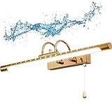 Goldfarbene LED-Badezimmerspiegelleuchten, dimmbare Wandleuchten, wasserdichte LED-Badezimmerspiegellampe mit Schalter, Make-up-über-Spiegel-LED-Bilderleuchten für Ankleidezimmer, 5 W/35 CN Effizienz