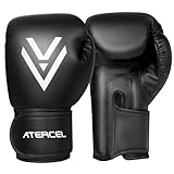 ATERCEL Boxhandschuhe für Muay Thai und Kickboxen, Sparrings und Trainingstauglich, für Männer und Frauen, Boxsack Punchinghandschuhe, Kickboxhandschuhe für MMA-Kampfsport, Schwarz, Erwachsene,