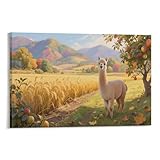 EMYXPAQM Alpaka Leinwandbilder Wandbild Auf Leinwand Modern Deko Zimmer Für Wohnzimmer Schlafzimmer Geschenk 16x24inch(40x60cm)