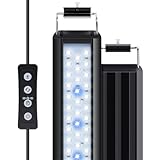 Nobleza – Aquarium Beleuchtung, Aquarium LED Licht mit Einstellbarer Timer, Aquarium-Pflanzbeleuchtung mit Einziehbarem Ständer, 3 Farben, 10 Helligkeitsstufen für 42-62cm Aquarien, 10W