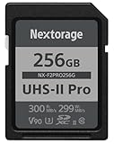 Nextorage Japanischer Hersteller UHS-II SD Karte 256GB SDXC V90 Maximale Lesegeschwindigkeit 300MB/s Maximale Schreibgeschwindigkeit 299MB/s pSLC 4K/8K Aufnahme NX-F2PRO256G Speicherkarte