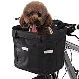 CiCixixi Faltbarer Fahrradkorb,Hunde Fahrradkorb, Easy Install Abnehmbare FahrradkorbTasche, mit Lenkeradapter für Kleiner Hunde, Einkaufen, Picknick (Schwarz)