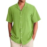 Caxndycing Leinenhemd Herren Langarm Baumwolle Leinen Shirt Hawaii Freizeithemden Sommer Bügelfrei Kurzarmhemd Business Herrenhemden Oversized Businesshemd Atmungsaktiv Tshirt