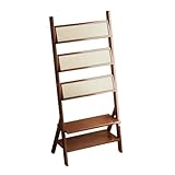 IROEJT Bücherregal aus Holz, Zeitschriftenständer, Präsentationsständer aus Kunstleder, 5-stufiges Leiterregal mit großem Stauraum für Büro, Wohnzimmer, Wartezimmer, B，Walnut 44x40x156cm