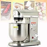 Edelstahl-Mixer, Mixer und Teig verbinden Elektrischer Standmixer, mit Knethaken, 3-Gang-Elektro-Teigmixer for Brot, Kuchen, Pizza, Bäckerei, Multifunktionsmixer(Silver,10L)