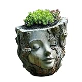 Générique Face-Töpfe | Lady Face Plant Blumentöpfe – Niedliche Vase Blumenkübel Kunstharz Garten Statuen Desk-Dekoration, Kaffeetisch-Dekoration für drinnen und draußen Patio Lawn Balcony