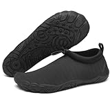 Mishansha Herren Damen Badeschuhe Atmungsaktiv Schnell Trocknend Aquaschuhe Unisex Sommer Wasserschuhe für Outdoor Sports, Schwarz 43 EU