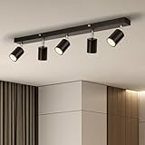 Gr4tec LED Deckenstrahler 5 Flammig, Strahler Deckenleuchte Schwarz Inkl. 5 x 6W GU10 550LM Warmweiß 2700K, Deckenstrahler Küche Schwenkbar, Deckenlampe Deckenspot GU10 für Wohnzimmer Küche Flur
