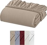 Sloomo Jersey Spannbettlaken 100% Baumwolle – Weiches & Atmungsaktives Bettlaken mit Gummizug – Hautfreundliches Spannbetttuch für Matratzen-Pflegeleicht & Oeko-Tex Zertifizier (Beige, 180x200)