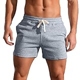 Generisch Shorts Herren Sport Mit Taschen,Kurze Hosen Herren Sport Basketball Sportshorts Baumwolle Jogginghose Sommer Traininghose Mit Kordelzug Elastischer Bund Und Atmungsaktive Sporthose Kurz