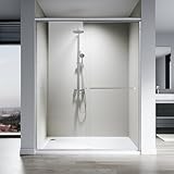 SL4U Duschschiebetür, 152,4 cm B x 193 cm H, 0,6 cm gehärtetes Glas, Schiebetür, Glasschiebetür, leicht zu reinigen, gebürstetes Nickel-Finish