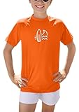 BesserBay Jungen Kurzarm Atmungsaktiv Badeshirt Bademode Schwimmshirt UV Shirt Orange UV-Shutz Rashguard 130