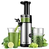 GDOR Kompakter Entsafter Leistungsstarker Entsafter Slow Juicer leicht zu Reinigender Juicer Machine Geräuscharmer Entsafter für Obst und Gemüse, 600 ml, Hohe Saftausbeute, Inklusive Bürste, BPA-frei