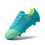 DREAM PAIRS Jungen Mädchen FußballschuheLange Spikes Sneakers Leichtathletik Trainingsschuhe verschleißfest und bequem Weitsprung Laufen Fußball Indoor Outdoor,Size 32,Blau/Neongrün,SDSO224K