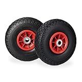 Relaxdays 2x Sackkarrenrad, pannensichere Vollgummireifen, 3.00-4 Zoll, 20 mm Achse, bis 80 kg, 260 x 85 mm, schwarz-rot