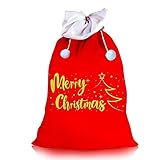 VEYLIN Große Weihnachtssäcke, 110×70 cm, goldfarben, bedruckt, Filz, Jumbo-Weihnachtsmann-Geschenkbeutel, Kordelzug, Strumpf, Verpackung, Dekoration