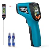 Tilswall Infrarot Thermometer(nicht für Menschen) -50°C bis 600°C IR Digital Laser Temperaturmessgerät für Kochen/Barbecue/Pizza Oven/Gefrierschrank/Industrie (Fleischthermometer inklusive)