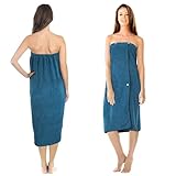 Jokisa Saunakilt Damen,Saunahandtuch mit Knöpfen–Saunatuch Damen aus 400 g/m² Mikrofaser, mit Taschen und Gummiband,Handtuchkleid Damen Geeignet für Sauna,Badezimmer,Schwimmbad (Blue)