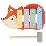 Bieco Mini Fuchs Kinder Xylophon - Baby Spielzeug Glockenspiel für Kinder ab 1 Jahr - Waldtiere Xylophon Holz - Glockenspiel Holz