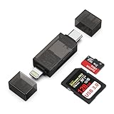 2 in 1 SD Kartenleser für iPhone, Lightning auf USB C SD Card Reader Adapter, Speicherkartenleser für SD/Micro SD/TF/SDHC/SDXC, für iPhone 17 16 15 14 13 12 11Serie, Android Samsung, Laptop, MacBook