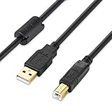 USB Druckerkabel USB 2.0 Typ A Stecker auf B Stecker Drucker Scanner Kabel Kabel für HP, Canon, Lexmark, Epson, Dell, Xerox, Samsung und mehr 25FT