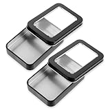 2 Stück Metall Aufbewahrungsbox Mini Tragbare Zahnseide Boxen Zahnseide-Spender Halter Mini Silberne Metallbox mit Fenster für Süßigkeiten, Schlüssel,Ohrringe und Mehr Wattestäbchen Zahnseide-9*6cm