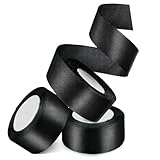 DIYEAH 3 Rollen Satinbänder Breit Lang Polyester Geschenkband in Schwarz Schleifenbänder für Blumensträuße DIY Dekoband für Geschenkverpackung und Basteln
