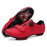 Milazzo Fahrradschuhe für Herren – Rennrad, MTB & Indoor-Cycling – Atmungsaktive Radsportschuhe kompatibel mit SPD, SPD-SL & Look Delta Pedalen-Red47